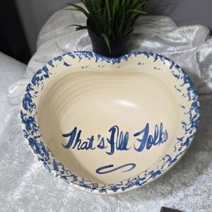 Marshall Pottery Heart-Shaped Cream and Blue Bowl